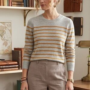 LOFT Gray and Tan Striped Sweater